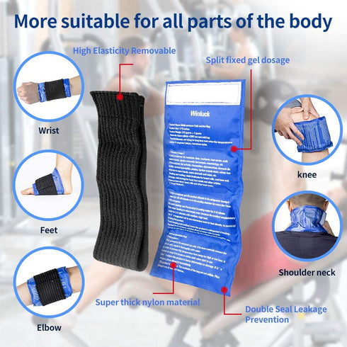 Gel Ice Packs for Injuries- Adjustable Wrap for Pain Relief Ice Pack+Heat Pack ? Non-Toxic Smooth Reusable, Support Rehabilitation, Flexible Thera...