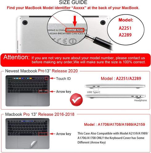 iCasso Compatible with MacBook Pro 13 inch Case 2020 Release A2338M1/A2251/A2289, Plastic Hard Shell Case & Keyboard Cover & Screen Protector Only...