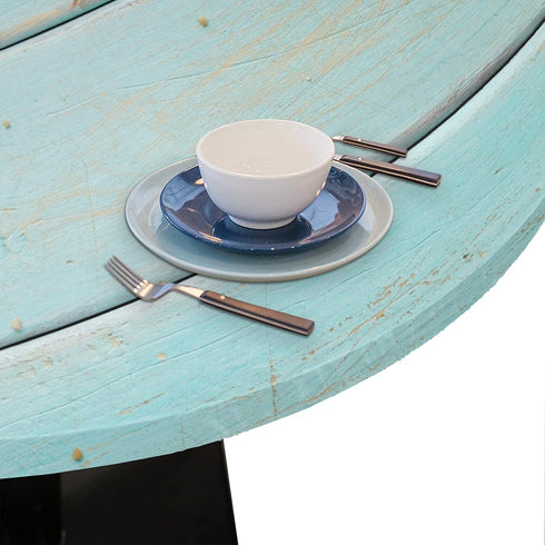 Beach Fitted Round Table Cloth Summer Wood Starfish Outdoor Table Cover with Elastic Edge (Fit for 40"-44" Tables) Waterproof Non Slip Coastal Rou...