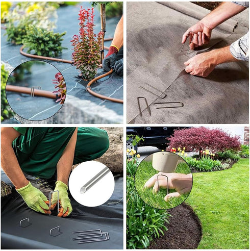 20 Pack Landscape Staples 6 Inch Galvanized Lawn Pins Staples Garden Stakes Plant Cover Stakes 11 Gauge Tent Stakes Landscaping Fabric SOD Yard Pi...