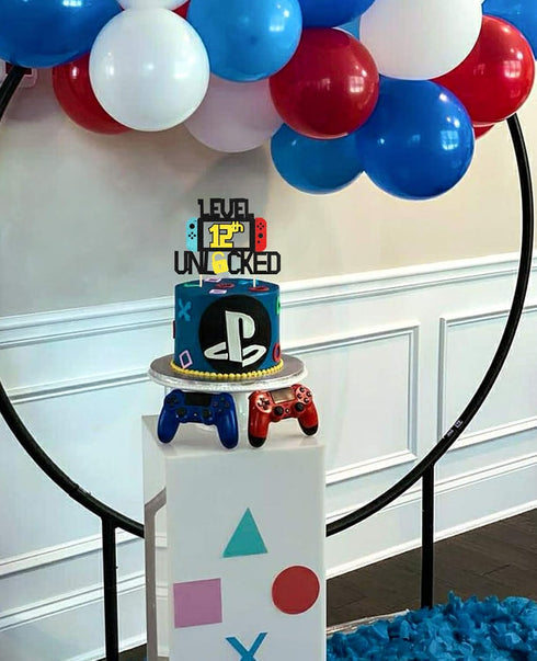 Level 12th Unlocked Cake Topper for Video Game Theme Gaming Party Birthday Anniversary Celebration...