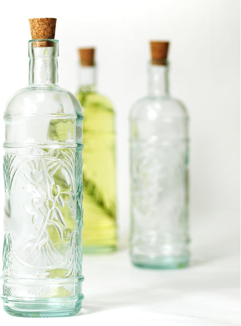 Couronne Company Olive Branch Recycled Glass Oil or Vinegar Bottle with Pour Spout, , 11 Inch Tall, 16.1 Ounce, Vintage Green, 1 Piece, 475ml...