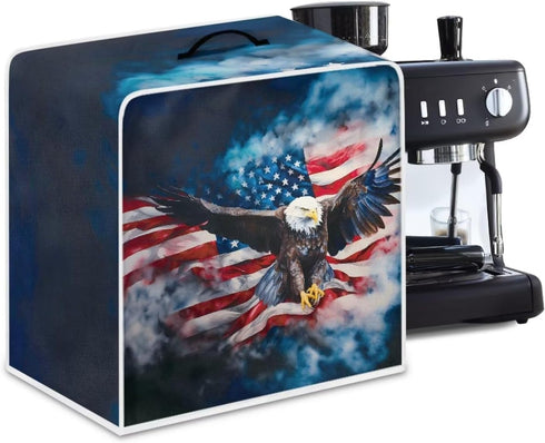 Eagle USA Flag Coffee Maker Cover Coffee Machine Dust Cover Waterproof Coffee Pot Cover with Top Handle Lightweight Kitchen Accessories Decor...