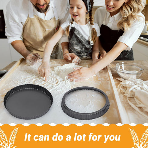 Beasea Tart Pan 10 Inch with Removable Bottom, Non Stick Quiche Pan Pie Shell Fluted Edge Tart Pan, Loose Base Carbon Steel Round Cooking Pan for ...