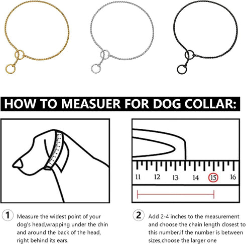 Silver Gold Black Dog Cat Collar, Stainless Steel 2.3MM-4.5MM Small Cat Dog Collar, Puppy Metal Snake Dog Show Slip Collar for Small Medium Dogs C...