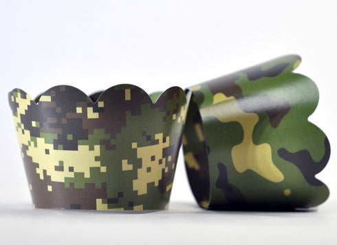 Camouflage Cupcake Wrappers for Gender Reveals, Baby Shower party supplies, Boy/Girl Birthday parties, Hunting or Military themed parties. Set of ...