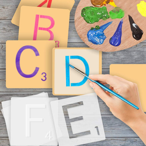 26pcs Scrabble Style Letters Stencil, Reusable Scrabble Letters for Wall Decor, DIY Crafts, Painting and Family Names (5 inch)...