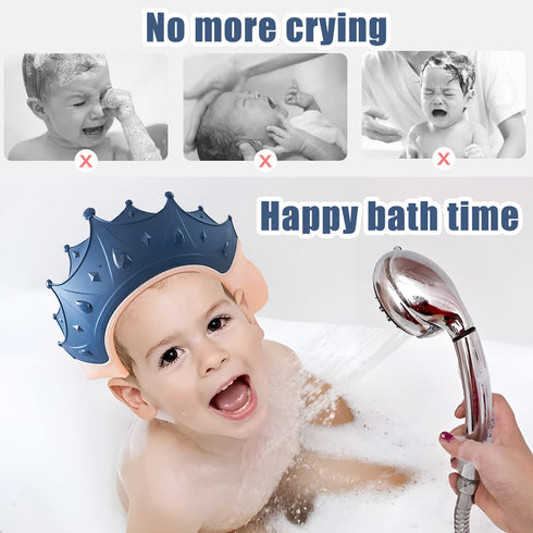 Baby Bath Cap Baby Shower Cap Waterproof Shampoo Hat for Children Toddler Girls Boys Protect ears eyes. Adjustable Silicone Baby Bathing Crown...