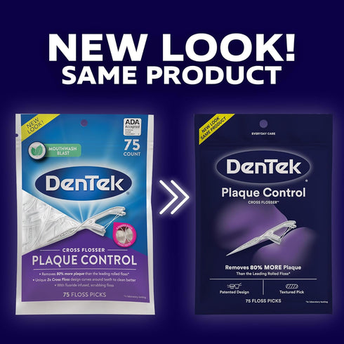 DenTek Cross Flosser Plaque Control Floss Picks, X-Shaped Floss, 75 count...