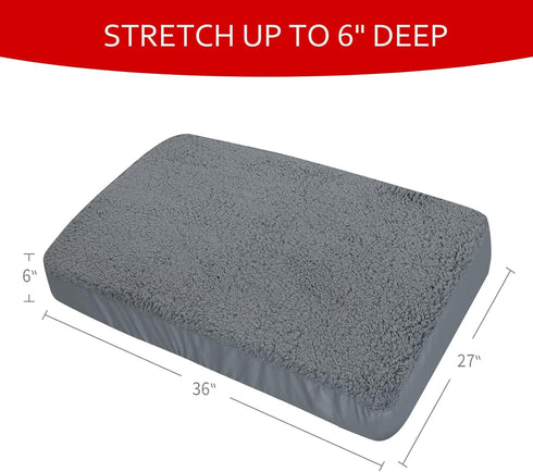 Dog Bed Covers Soft Plush Replacement Washable, Waterproof Dog Bed Liner Grey, Pet Bed Cover 36x27 Inches, for Dog/Cat, Cover Only...