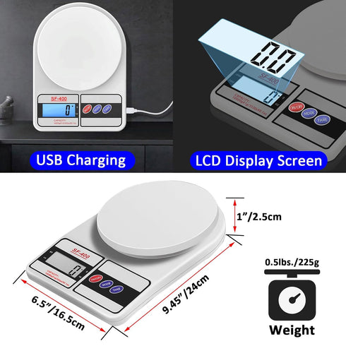 Digital Kitchen Scale, Electronic Rechargeable Multi Food Scale with LCD Display for Food Meat Cooking Nutrition Weight Balance Scale - 10000g/353...