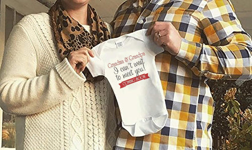 7 ate 9 Apparel Can't Wait to Meet Grandparents Pregnancy Announcement Onepiece...
