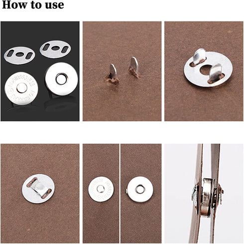 20 Set Magnetic Snaps, Purse Magnetic Bag Fastener Clasp Magnetic Button Replacement Kit for Sewing, DIY Craft, Purses, Bags, Clothes, Leather (Si...