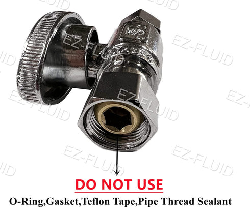 (2Pc) EZ-Fluid Plumbing Straight Angle Stop Valve 3/8-Inch O.D Female Compression x 3/8-Inch O.D Male Comp.Lead-Free Brass Quarter Turn Water Shut...