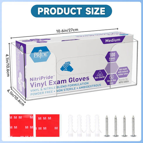Acrylic Glove Box Holder Dispenser, Glove Holder for Wall Mount Clear Acrylic Glove Rack Wall, Floating Mask Dispenser for Medical Latex Rubber Di...