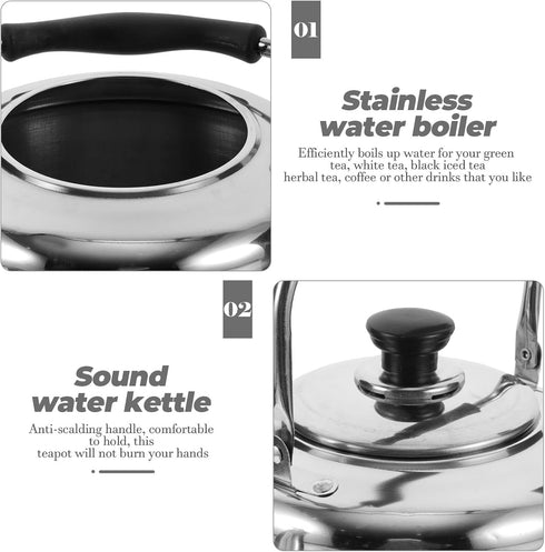Alipis Stovetop Tea Kettle, 4L Stainless Steel Whistling Water Kettle with Cool Handle, Stove Top Household Water Boiler Water Pot for Home, Kitch...