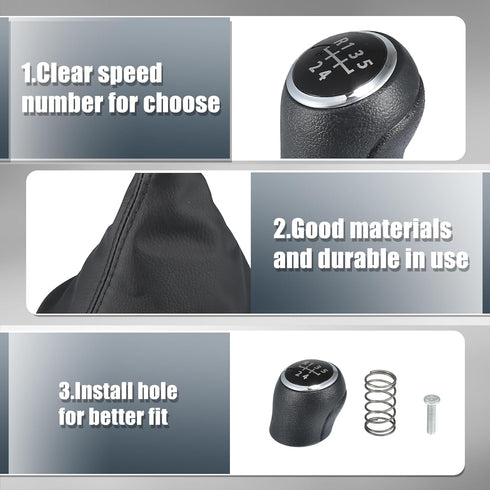 X AUTOHAUX 5 Speed Gear Shift Knob Car Manual Gear Shift Lever for VW Transporter T5/T6 2003-2011 Gear Shifter Head Knob Head Black...