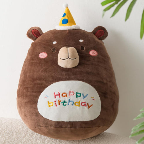 16" Happy Birthday Bear Plush Pillow, Kawaii Bear Stuffed Animal, Fluffy Cartoon Bear Plushies Toys, Cute Soft Bears Gifts for Kids Boys and Girls...