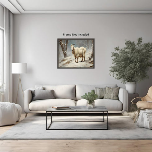 Posterizer 1 pcs-goat in snowy winter nature-oil painting style 5-Art for Animal Lovers-Landscape & Nature Art-Decor for Home & Office- unframed w...