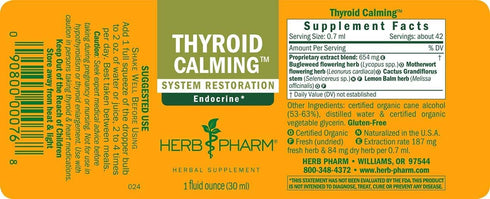 Herb Pharm Thyroid Calming Liquid Herbal Formula for Endocrine System Support - 1 Ounce...