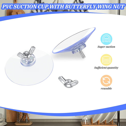 Suction Cups with Screws 4 mm Thread Transparent PVC Suction Cup with Screw Hook 2 Inch Diameter Butterfly Wing Nut Clear Sucker Suction Cup with ...