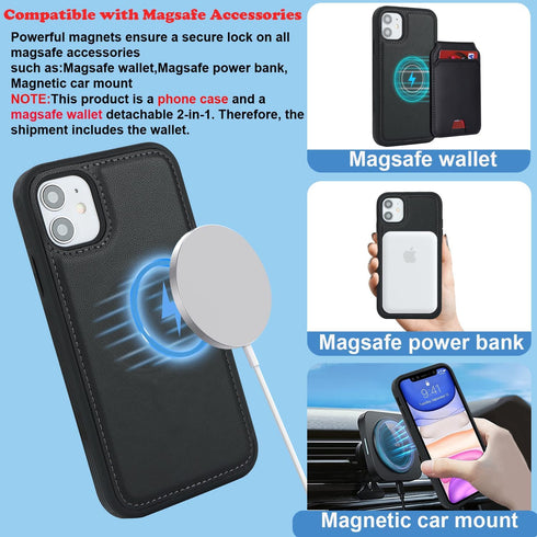 ?????? for iPhone 11 Case with Card Holder iPhone 11 Case magsafe Compatible for Women iPhone 11 Phone case Wallet magsafe Compatible Detachable M...