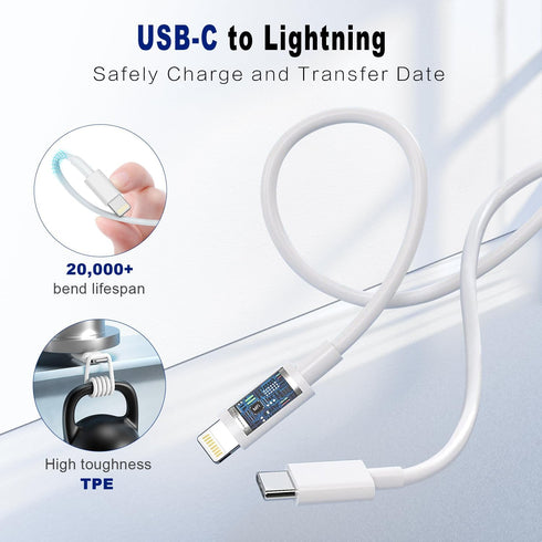 20W USB C Fast Charger Block with 6FT Type C Lightning Cable USB Wall Charger Block Adapter Compatible for iPhone 14/13/12/11/XS/XR/X/8/7/SE2022/i...