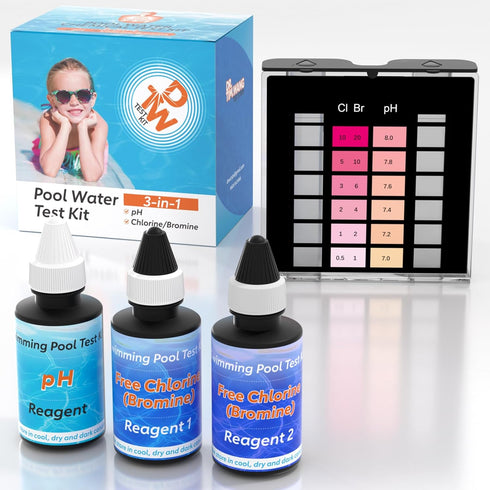3 Way Pool Test Kit - Hot Tub and Spa Water Chemical Test Kit for Chlorine(Bromine) and pH Test...