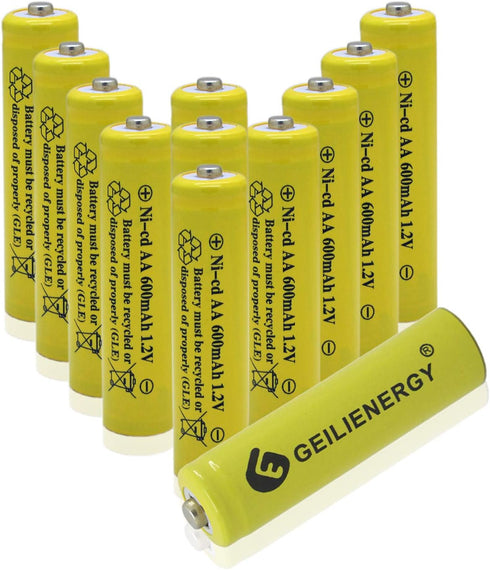 GEILIENERGY AA Size NiCd AA 600mAh 1.2V Rechargeable Battery For Solar Lamp Solar light(Pack of 12)...