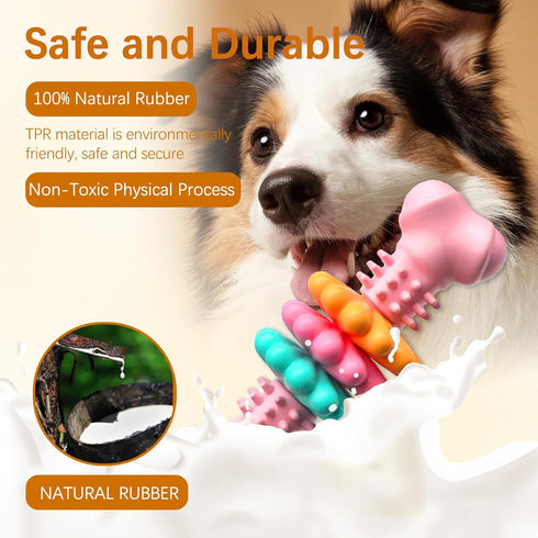 Dog Chew Toys for Small Dogs Toothbrush Stick Teeth Cleaning Brush Dental for Aggressive Chewers, Durable Interactive Dog Toys, Rubber Dog Toys fo...