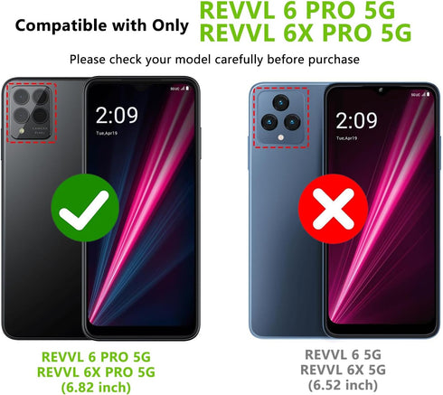 Case for T-Mobile Revvl 6 Pro 5G Case Revvl 6X Pro 5G Case with Screen Protector Kickstand Holder Built-in Magnetic Car Mount Shockproof Camera Pr...