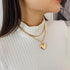 Layered Chunky Heart Choker Necklace - Gold Plated Heart Pendant Herringbone Snake Chain Y2K Grunge Jewelry Gifts for Women...