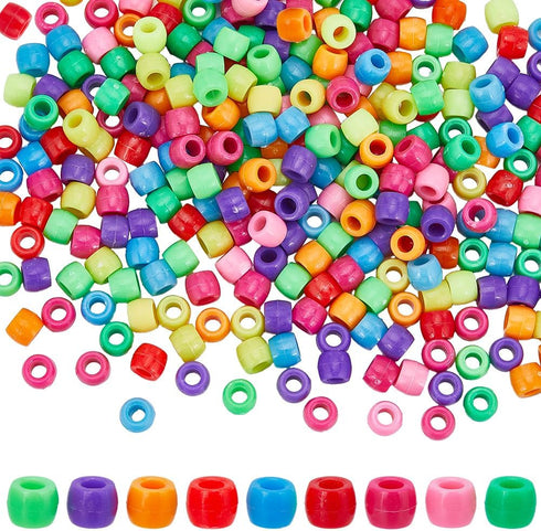SUNNYCLUE 1000Pcs Mixed Pony Beads Bulk Opaque Pony Beads 6x8mm Plastic Craft Beads Red White Blue Pink Yellow Pony Beads Mixed Color Beads Set fo...