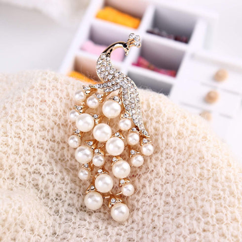 Vintage Peacock Brooches For Women Animal Rhinestone Simulated Pearl Brooch Pin Jewelry Accessories...