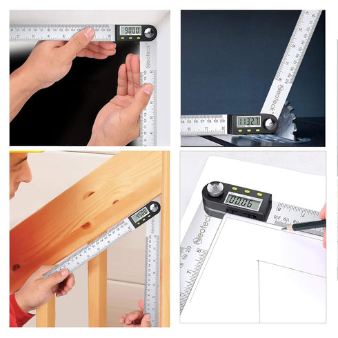 Neoteck Digital Angle Finder Ruler 8 inch/200mm Stainless Steel Digital Protractor with Data Hold Function and Zeroing Resetting LCD Display Elect...