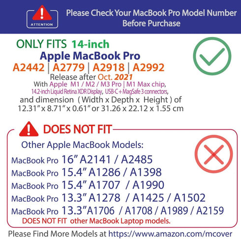 mCover Case ONLY Compatible for 2021-2025 14” MacBook Pro Laptop Computer (Model A2442 / A2779 / A2918 / A2992 / A3112 / A3185 / A3401, with M1 | ...