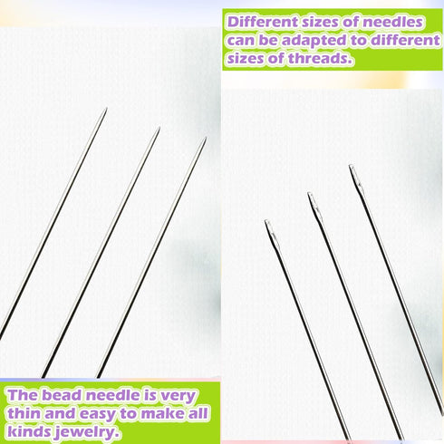 EuTengHao 19Pcs Big Eye Beading Needles Long Straight Beading Thread Needles Embroidery Needles Scissors Tweezers with Needle Bottle for Beading B...