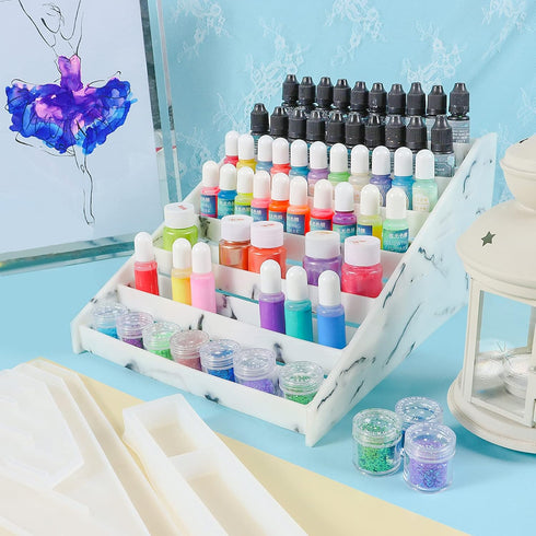 FUNSHOWCASE Display Organizer Rack Epoxy Resin Silicone Molds Set for Lipstick Makeup Nail Polish Pigment Jewelry...