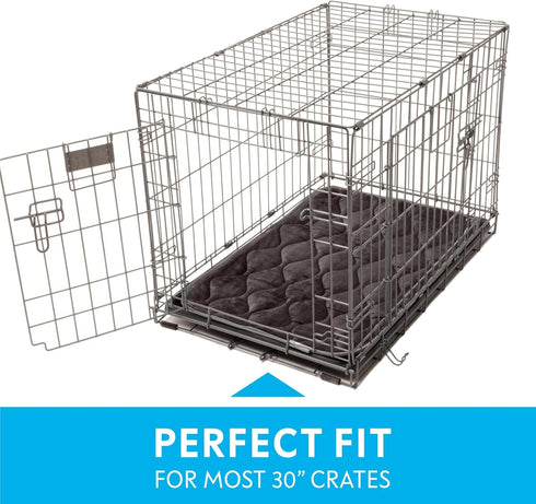 Paw Inspired Washable Padded Crate Mats for Dogs | 29” x 18” Pad, Fits 30-inch Kennels | Leakproof, Waterproof Bottom, Plush Pet Beds (Gray)...