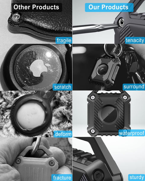 Airtag Holder 4 Pack,IP68 Waterproof Air Tag. Holder Keychain,Hard TPU Airtag Keychain, 360° Full Protection, Apple Tag Holder with Key Ring,Airta...