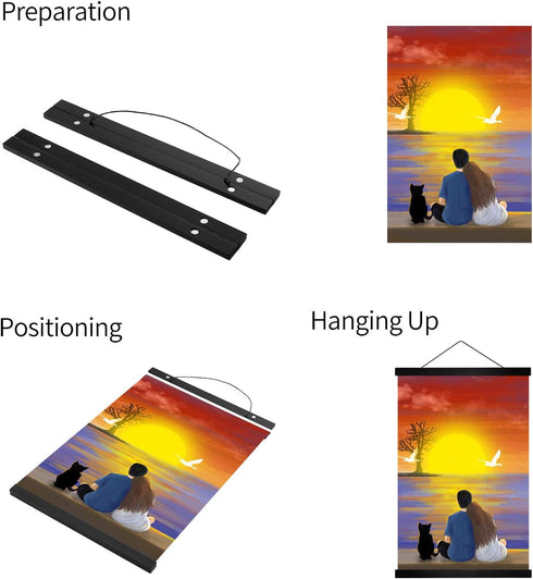24 inch Wide Magnetic Poster Hanger Frame, 24x36 24x18 24x32 Wood Frame for Posters, Prints, Photos, Pictures, Maps, Scrolls, and Artwork - - Fram...