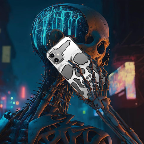 for iPhone 12 Phone Case for Men Women, Cool Skull Skeleton Funny Gothic Hollow Phone case for Apple 12 Cute Hollowed Plated Shockproof Cover for ...