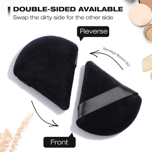 WSYUB 4Pcs Blender Puff Pure Cotton Face Soft Triangle Wedge Makeup Pad for Undereye Loose Mineral Body Powder, Black, Velour Sponge Makeup Tool...