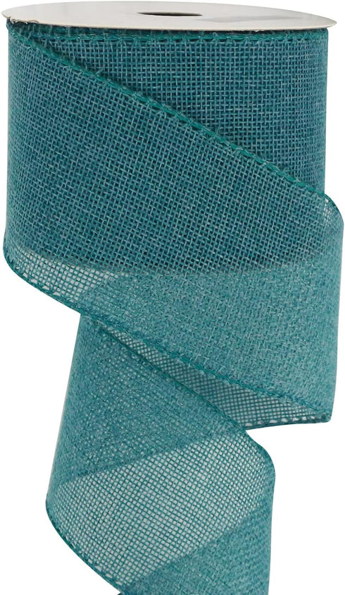 HUIHUANG Turquoise Burlap Ribbon Wired Solid Wired Edge Ribbon 2.5 inch Jute Ribbon for Wreaths, Big Bows, Crafts, Decorations -10 Yards (30 feet)...