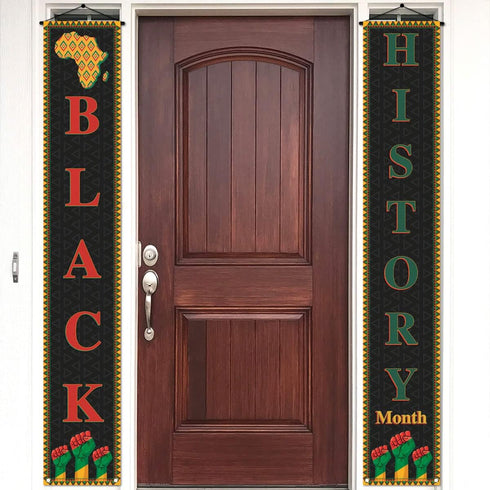 Pudodo Black History Month Porch Banner African American Afro National Holiday Front Door Sign Wall Hanging Party Decoration...