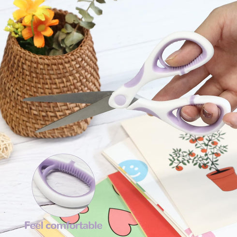 Multipurpose Stainless Steel Scissors 6.7" Purple Sharp Shears Comfort-Grip Scissors for Fabric Craft Office Supplies (Purple)...