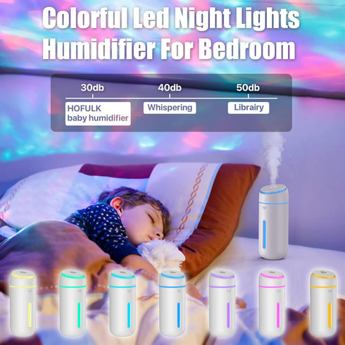 Small Humidifiers for Bedroom Nightstand Room 400ML USB Humidifer Plant Cool Mist Humidifier Easy Clean Travel Mini Portable Personal Desk Car Qui...
