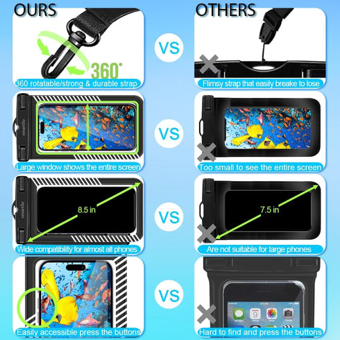 Waterproof Phone Pouches Bags Holder, Cell Phone Water Protectors Pouch Bag 2 Pack for Swimming, IPX8 Water Proof Phone Cases Covers w/for iPhone ...