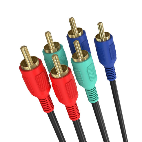 Cmple - 3 RCA Cable 12ft RGB Component Audio Video RCA Cables Male to Male A/V Cable for HDTV, Satellite, Home Theater - Black...