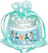 100-Pack 3x4 Sheer Organza Drawstring Gift Bags (Small) - Metallic Stars (Teal/White) - Wedding Party Favors, Jewelry, Candy, Treats Mesh Pouch by...
